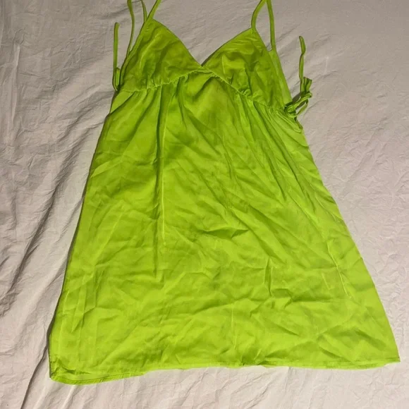 neon green slip dress Anaise Slip Dress, Japanese Cupro, Meadow main image 1